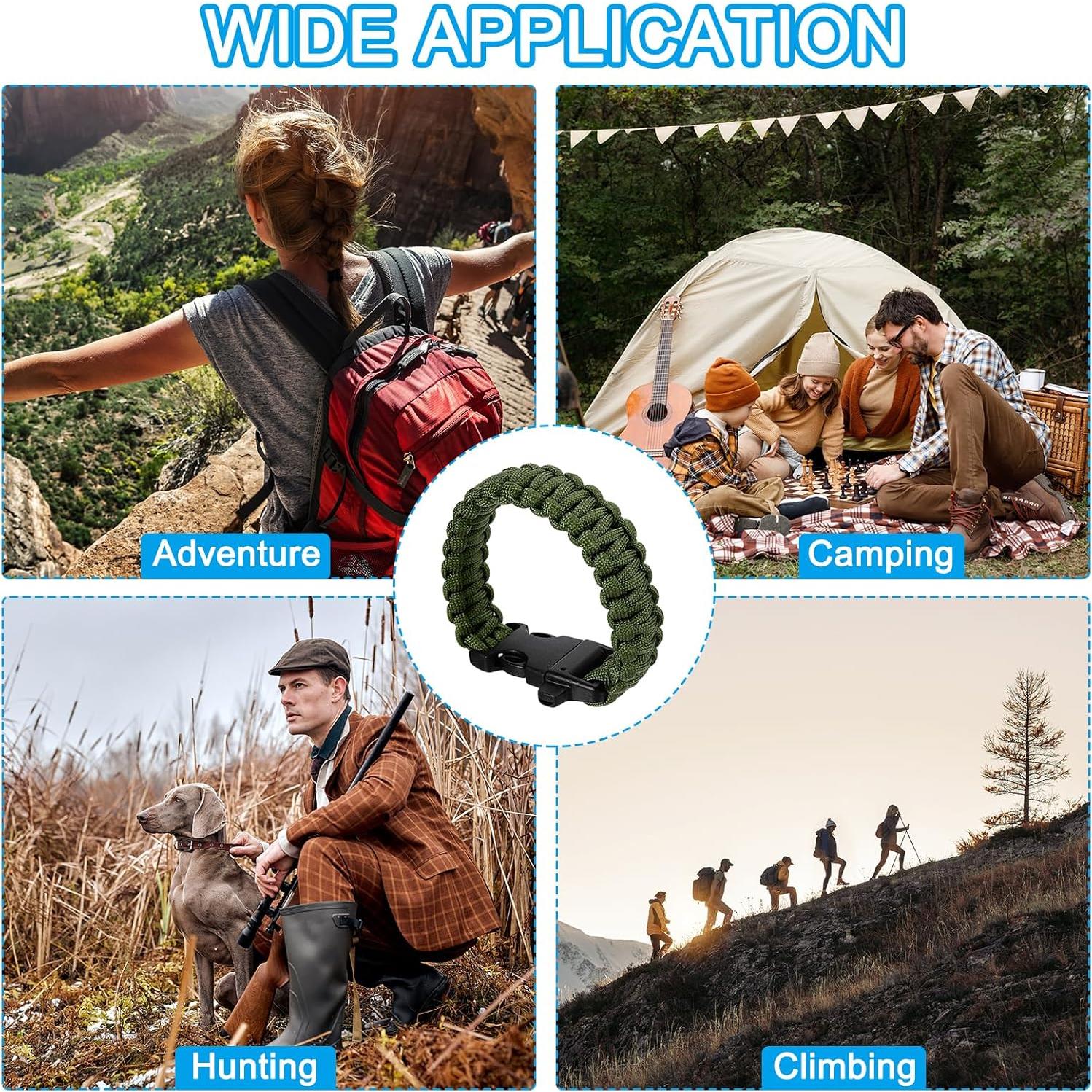 Pulseras de Paracord de Supervivencia PATIKIL - Paquete de 3, Verde Militar