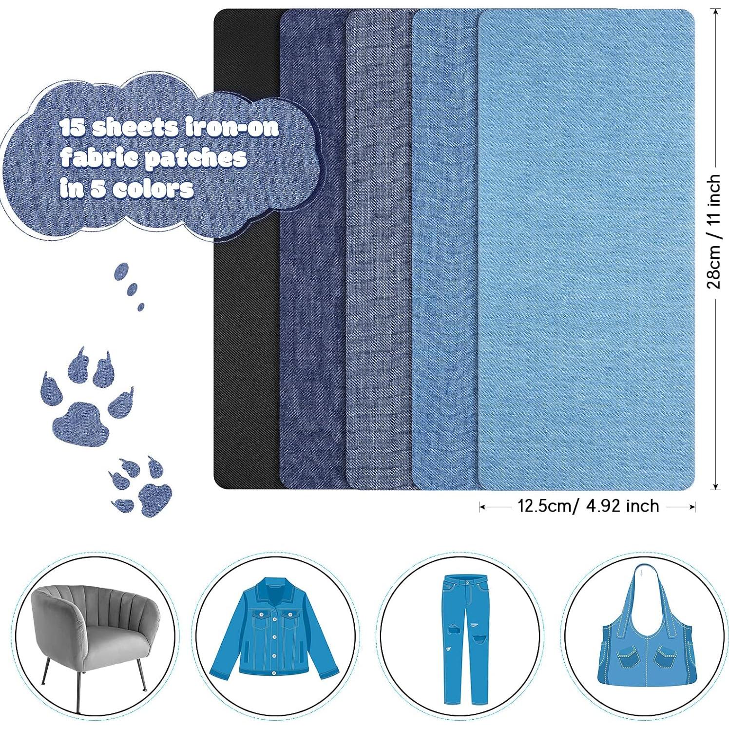 15 Hojas de Parches de Tela Syhood 12.5x27.9cm para Ropa