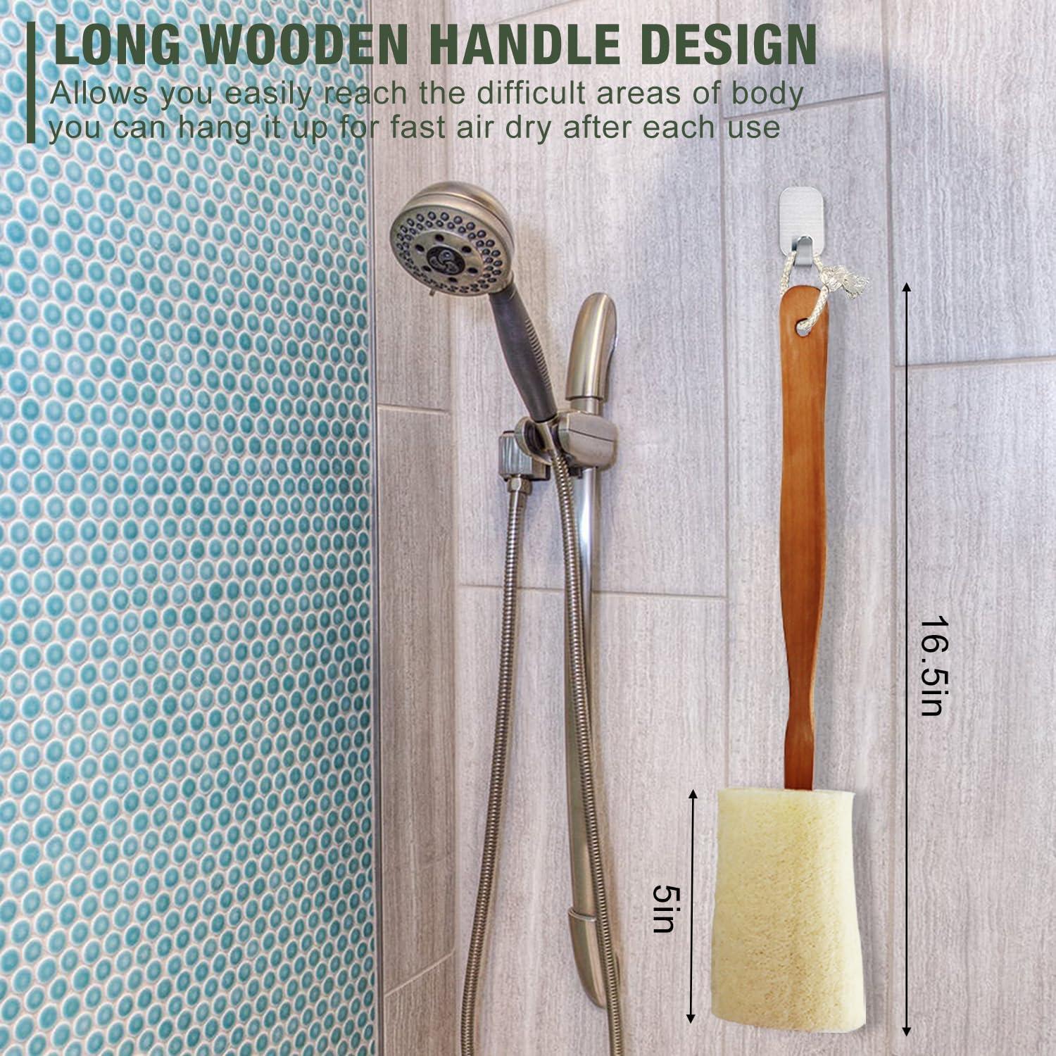 Paquete de 2 Esponjas Exfoliantes de Lufa con Mango de Madera