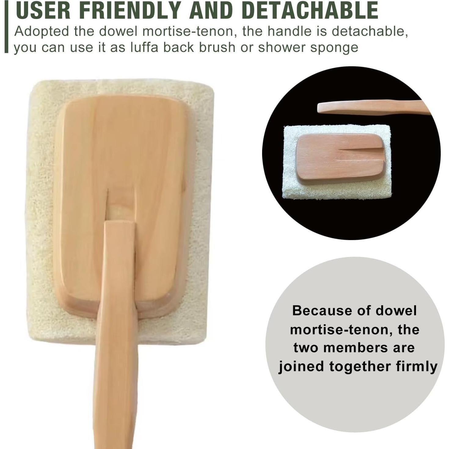 Paquete de 2 Esponjas Exfoliantes de Lufa con Mango de Madera