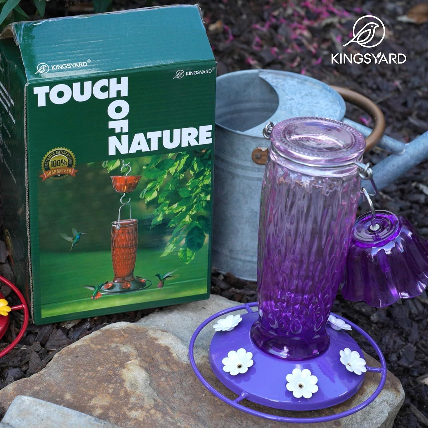 Alimentador de Colibrí Kingsyard de Vidrio 680g Rosa y Púrpura