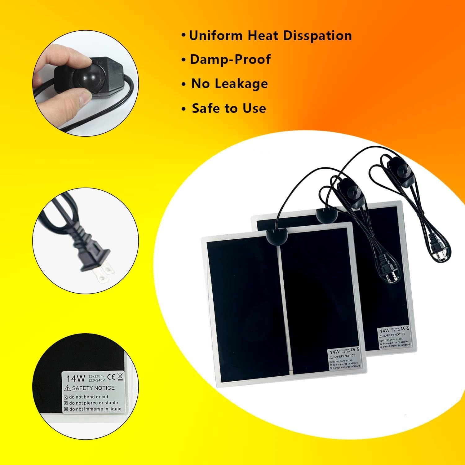 Alfombrilla Térmica para Reptiles FIPASEN 14W 28x28 cm 2PCS