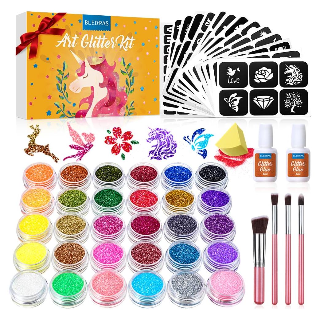 Kit de Tatuajes Temporales Brillantes Bedoira 30 Colores