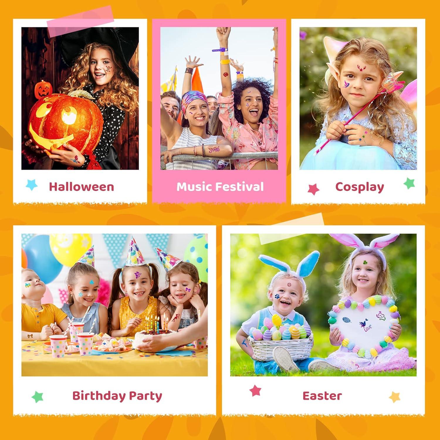 Kit de Tatuajes Temporales Brillantes Bedoira 30 Colores