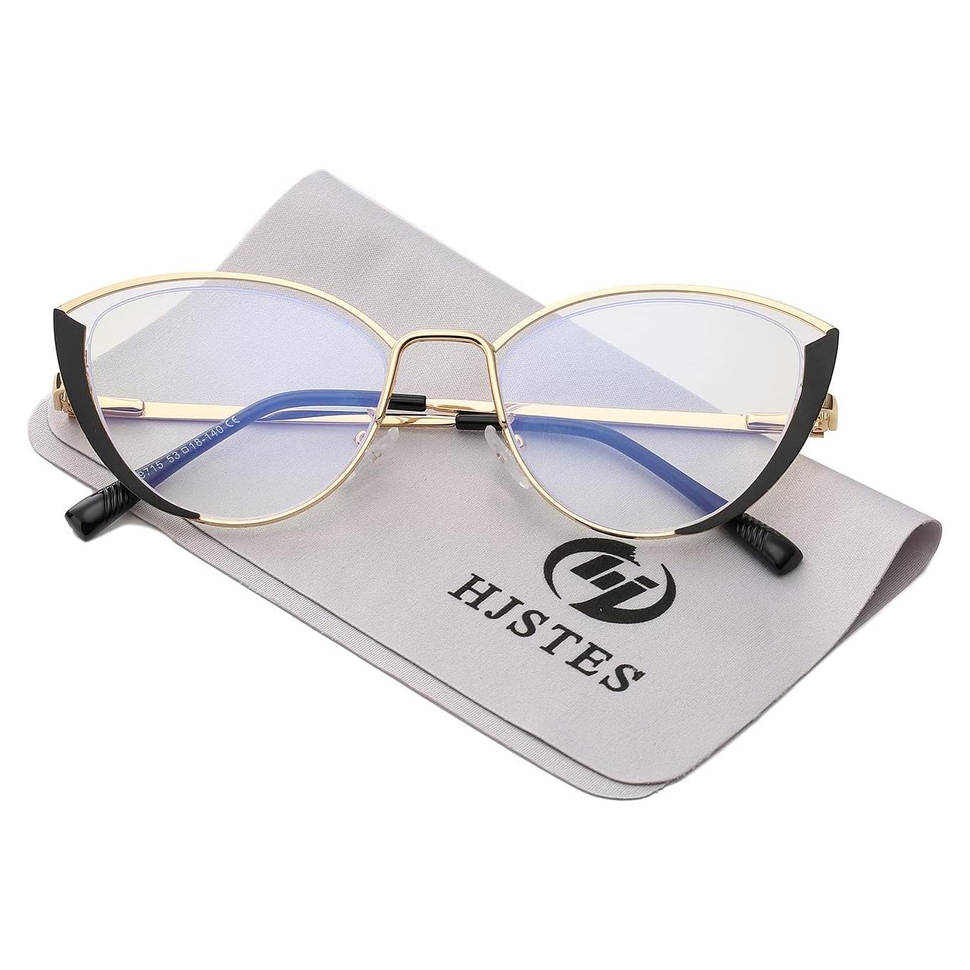 Gafas de luz azul HJSTES para mujeres, estilo gato, marco metal