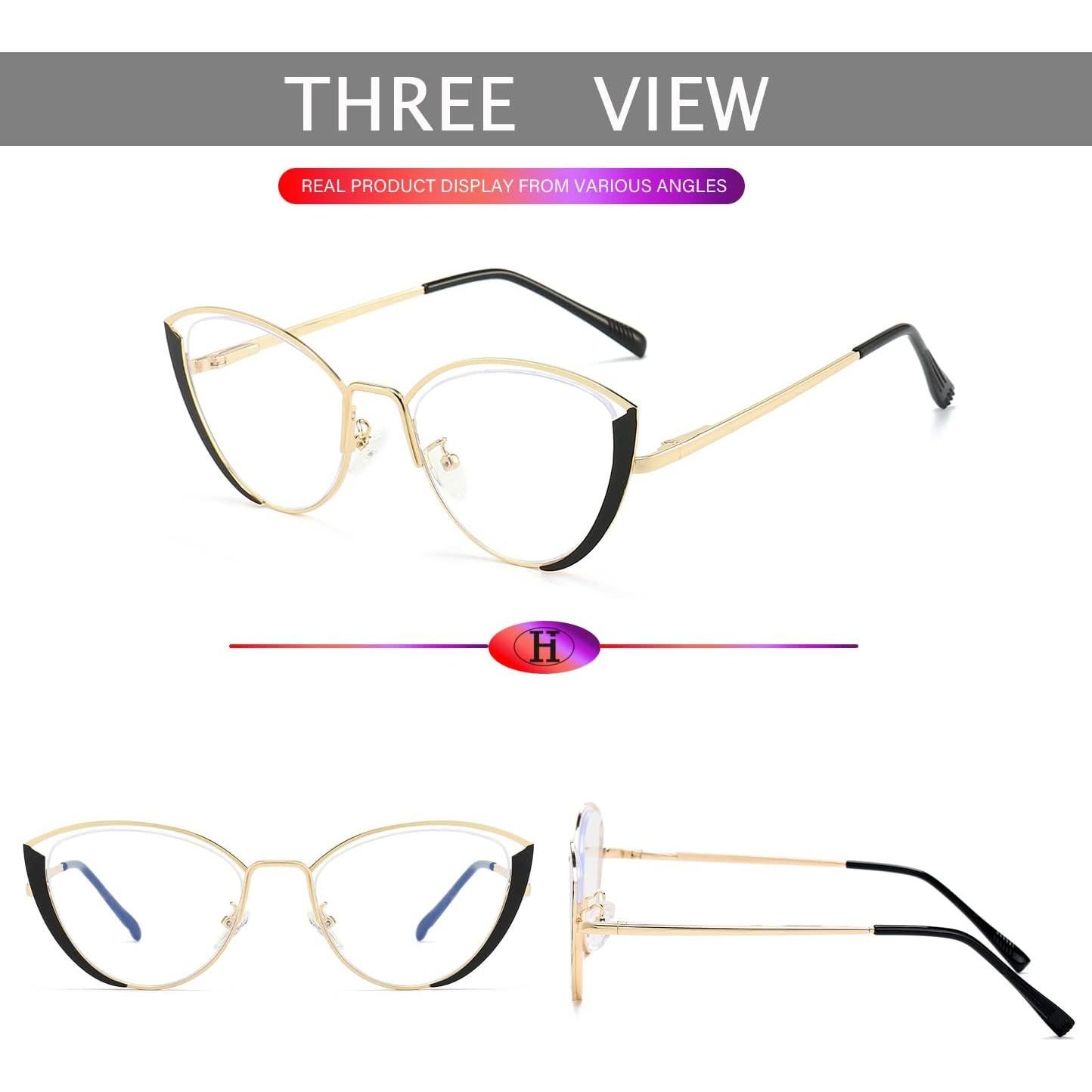 Gafas de luz azul HJSTES para mujeres, estilo gato, marco metal