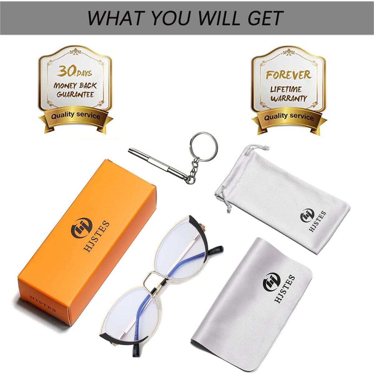 Gafas de luz azul HJSTES para mujeres, estilo gato, marco metal