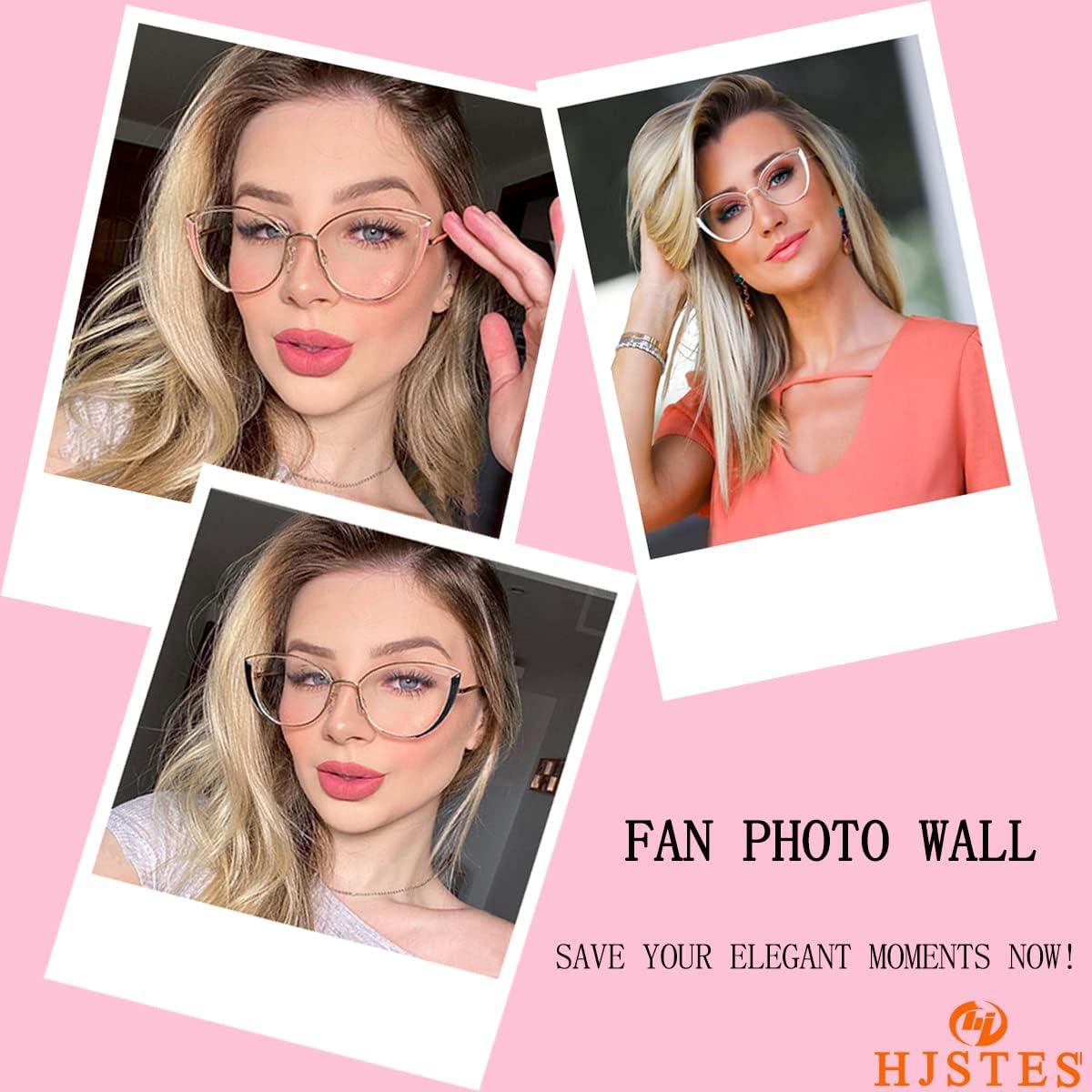 Gafas de luz azul HJSTES para mujeres, estilo gato, marco metal