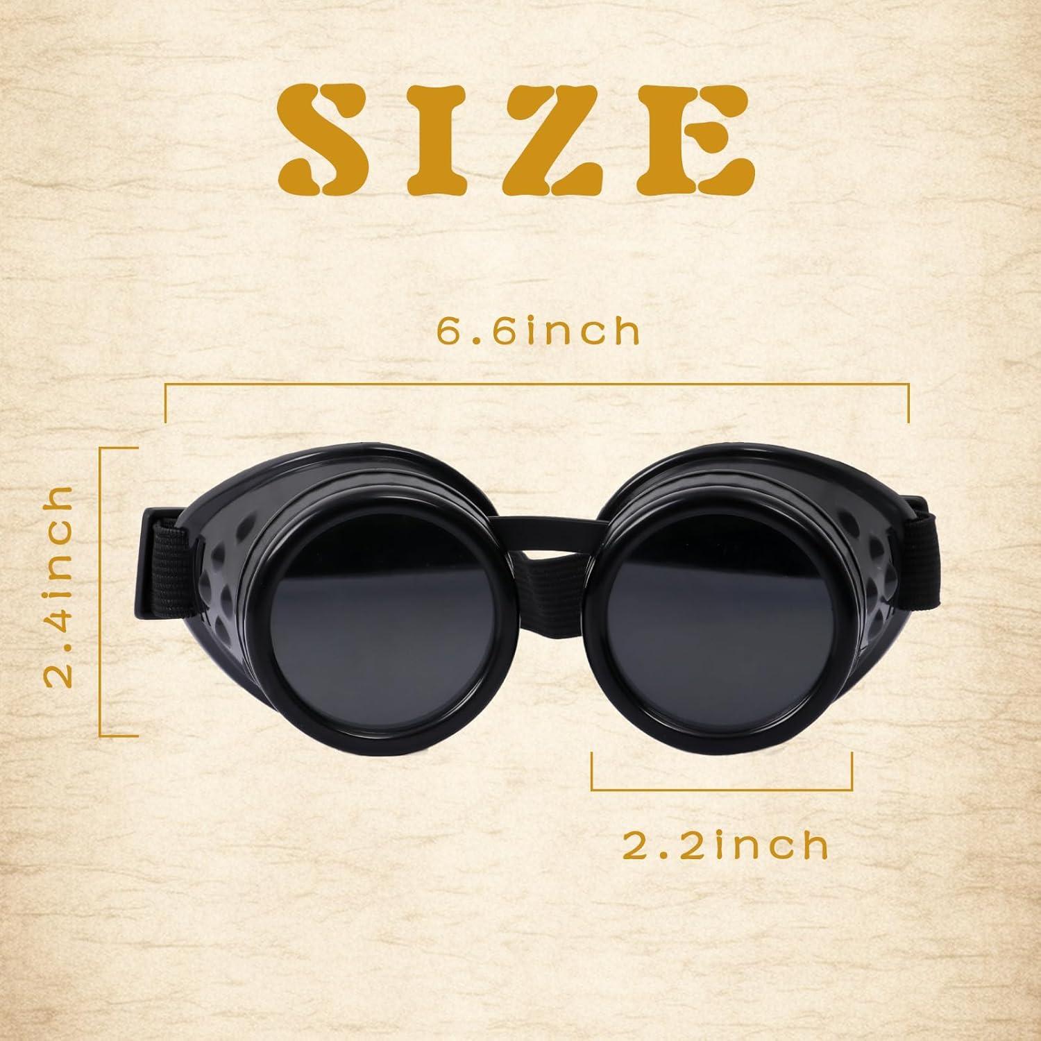 Gafas Steampunk Vintage Ajustables para Cosplay - Negro