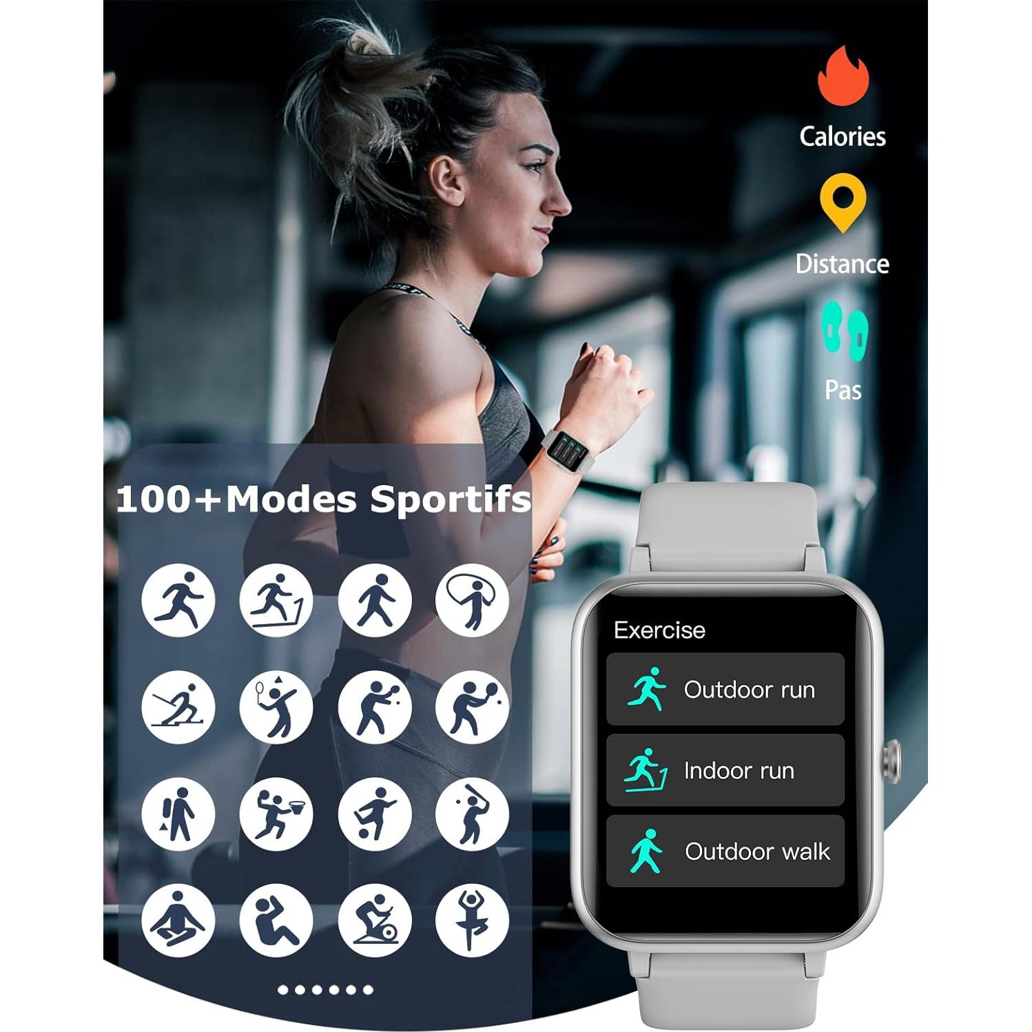 Reloj Inteligente GRV IP68 Fitness Llamadas Gris