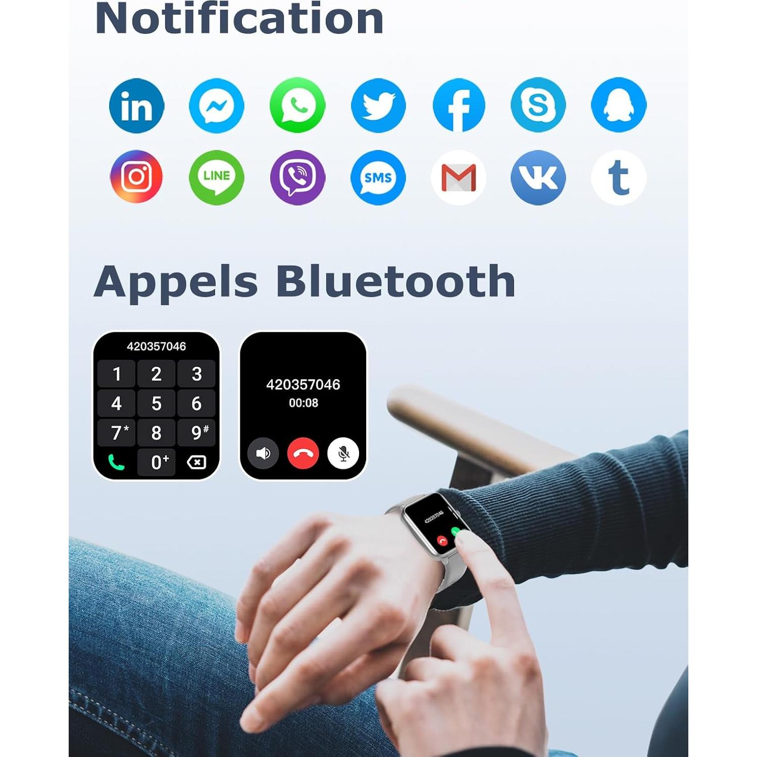 Reloj Inteligente GRV IP68 Fitness Llamadas Gris