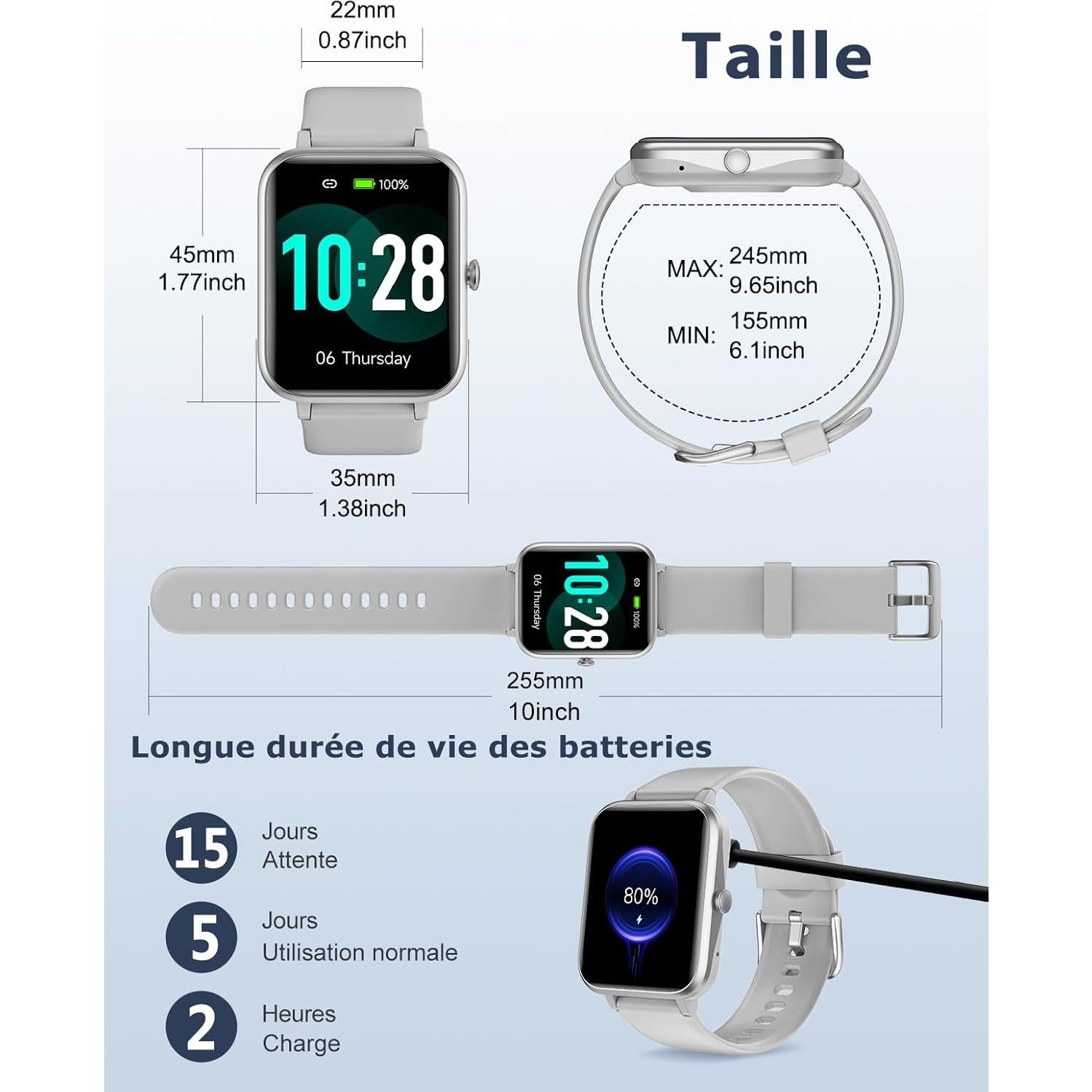 Reloj Inteligente GRV IP68 Fitness Llamadas Gris