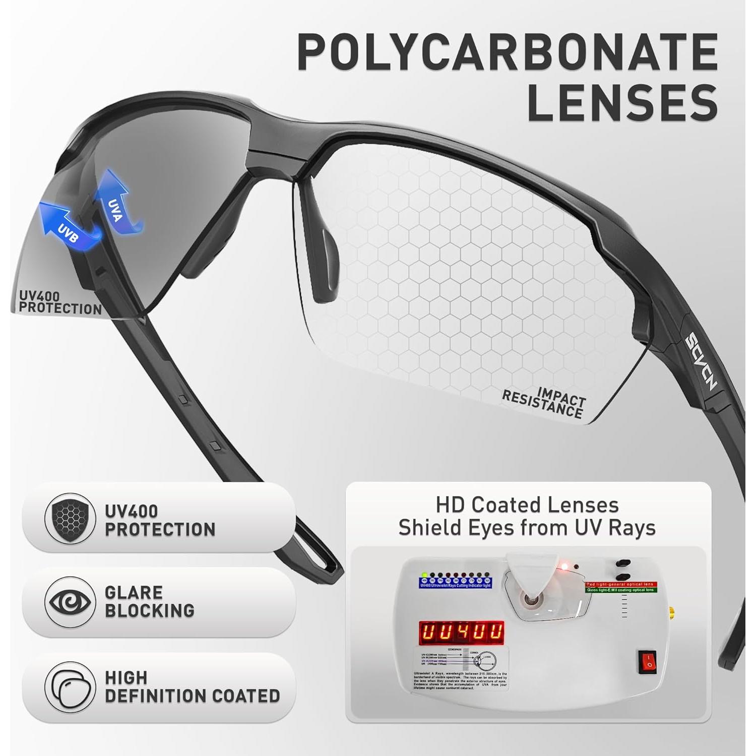 Gafas de sol fotocromáticas SCVCN UV400 para deporte unisex