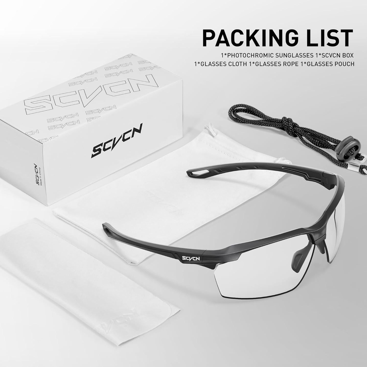Gafas de sol fotocromáticas SCVCN UV400 para deporte unisex