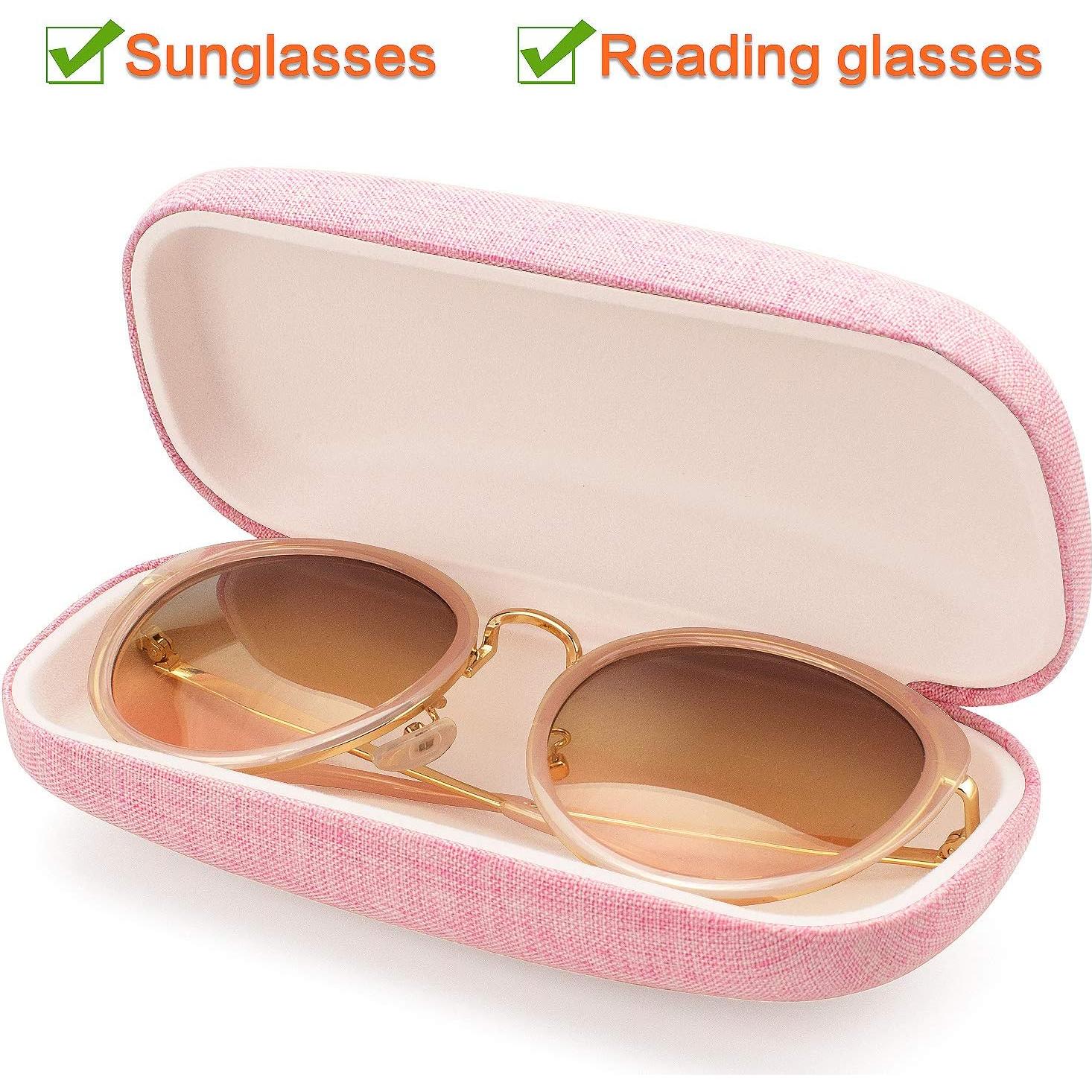 Estuche Duro para Gafas Vemiss Rosa Grande con Paño de Limpieza