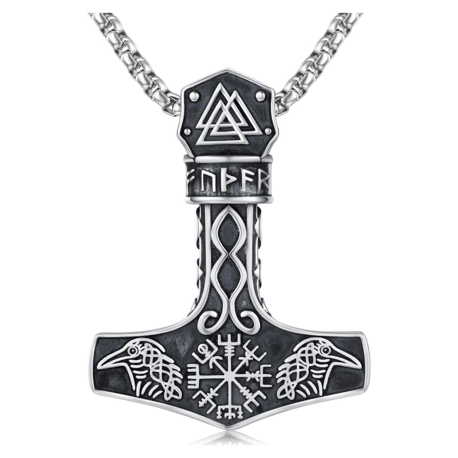 Collar Mjolnir Thor 925 Plata Esterlina Oxidada 55.88 cm