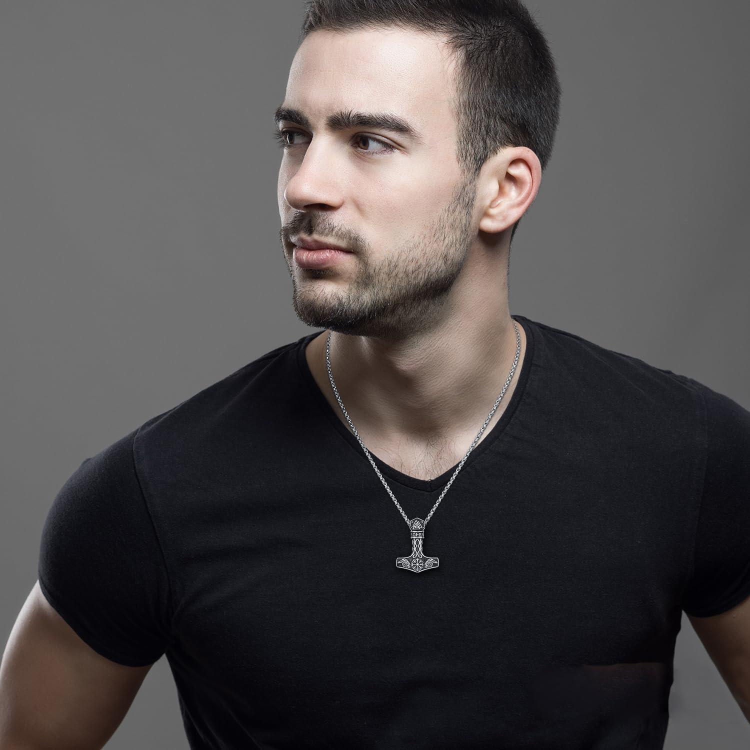 Collar Mjolnir Thor 925 Plata Esterlina Oxidada 55.88 cm