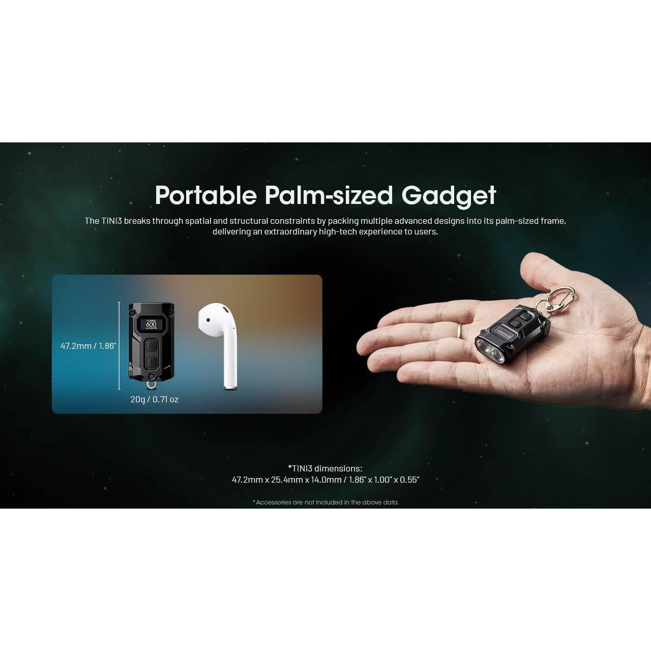 Linterna de Llavero Nitecore TINI 3 600 Lúmenes Recargable USB-C