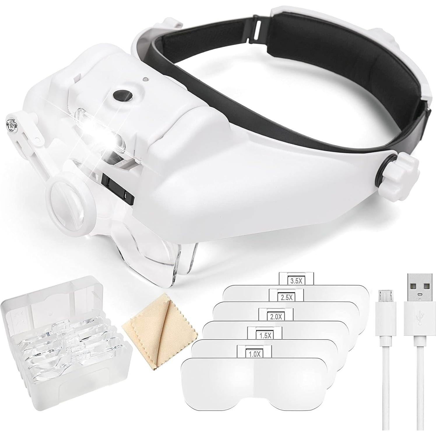 Lupa de diadema Dilzekui con luz y 6 lentes 1X-14X