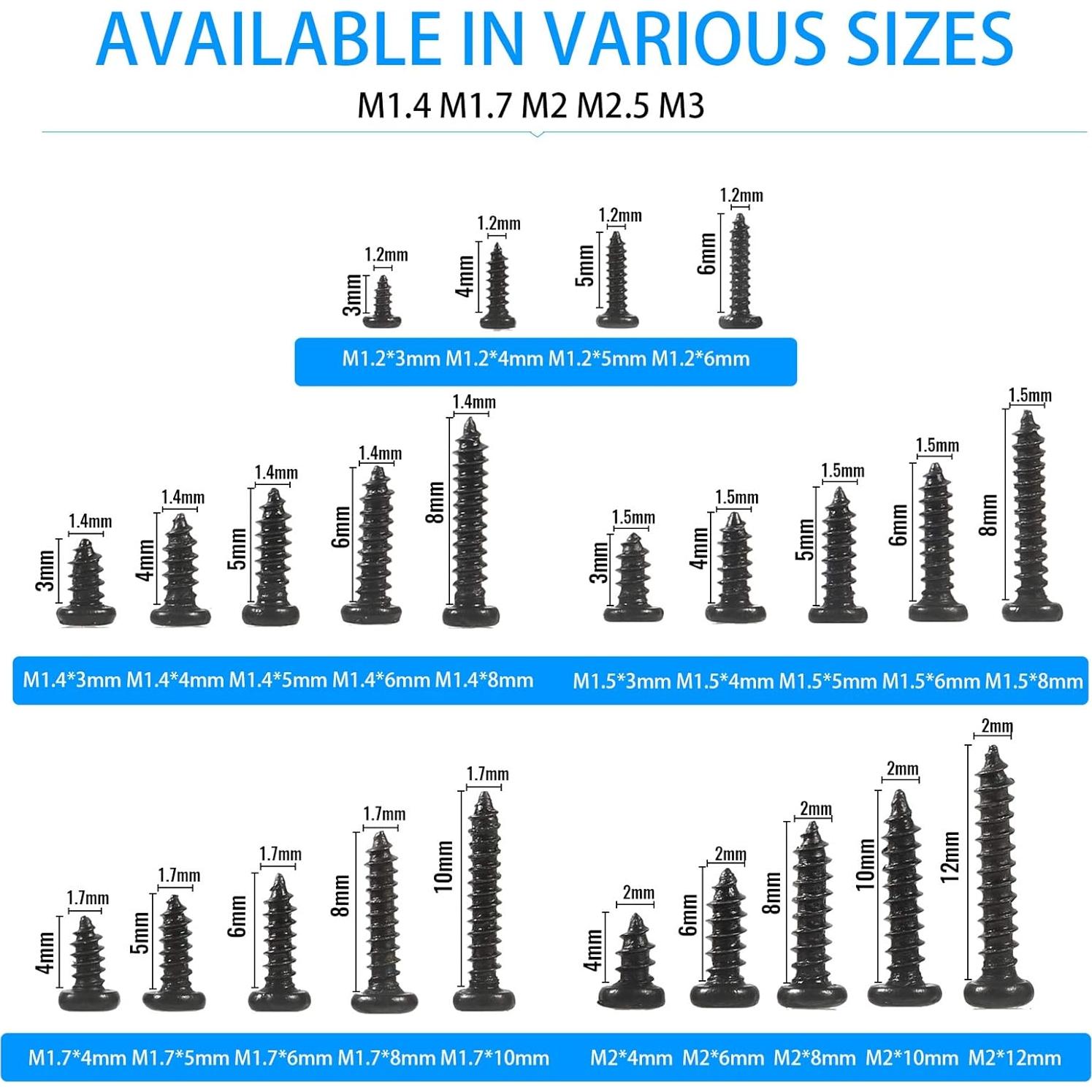 Kit de Tornillos MEIYYJ 1100 Piezas para Laptop M1.2 a M2