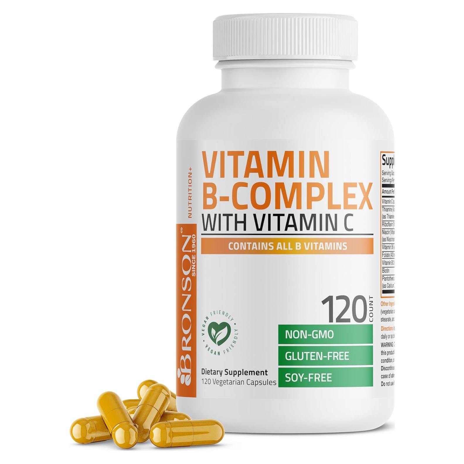 Complejo de Vitaminas B y C Bronson - 120 Cápsulas Vegetarianas