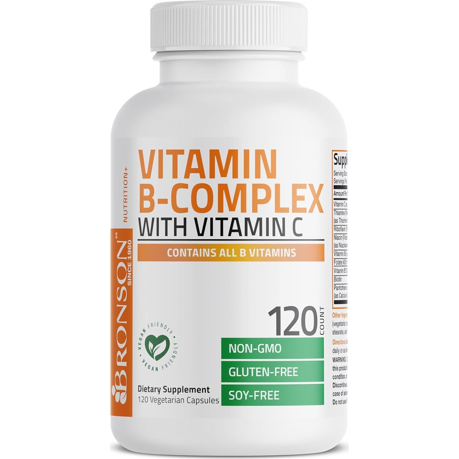 Complejo de Vitaminas B y C Bronson - 120 Cápsulas Vegetarianas