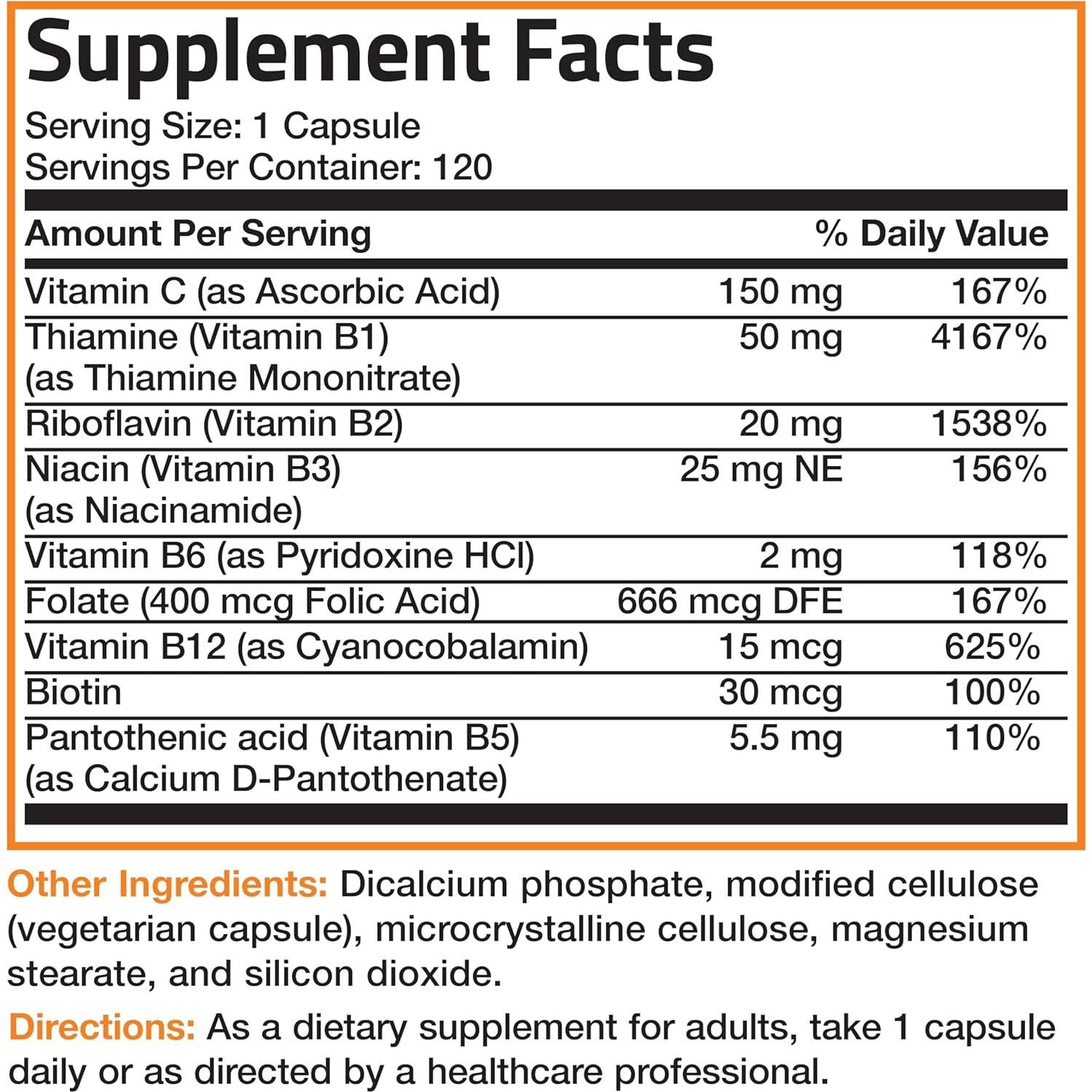 Complejo de Vitaminas B y C Bronson - 120 Cápsulas Vegetarianas