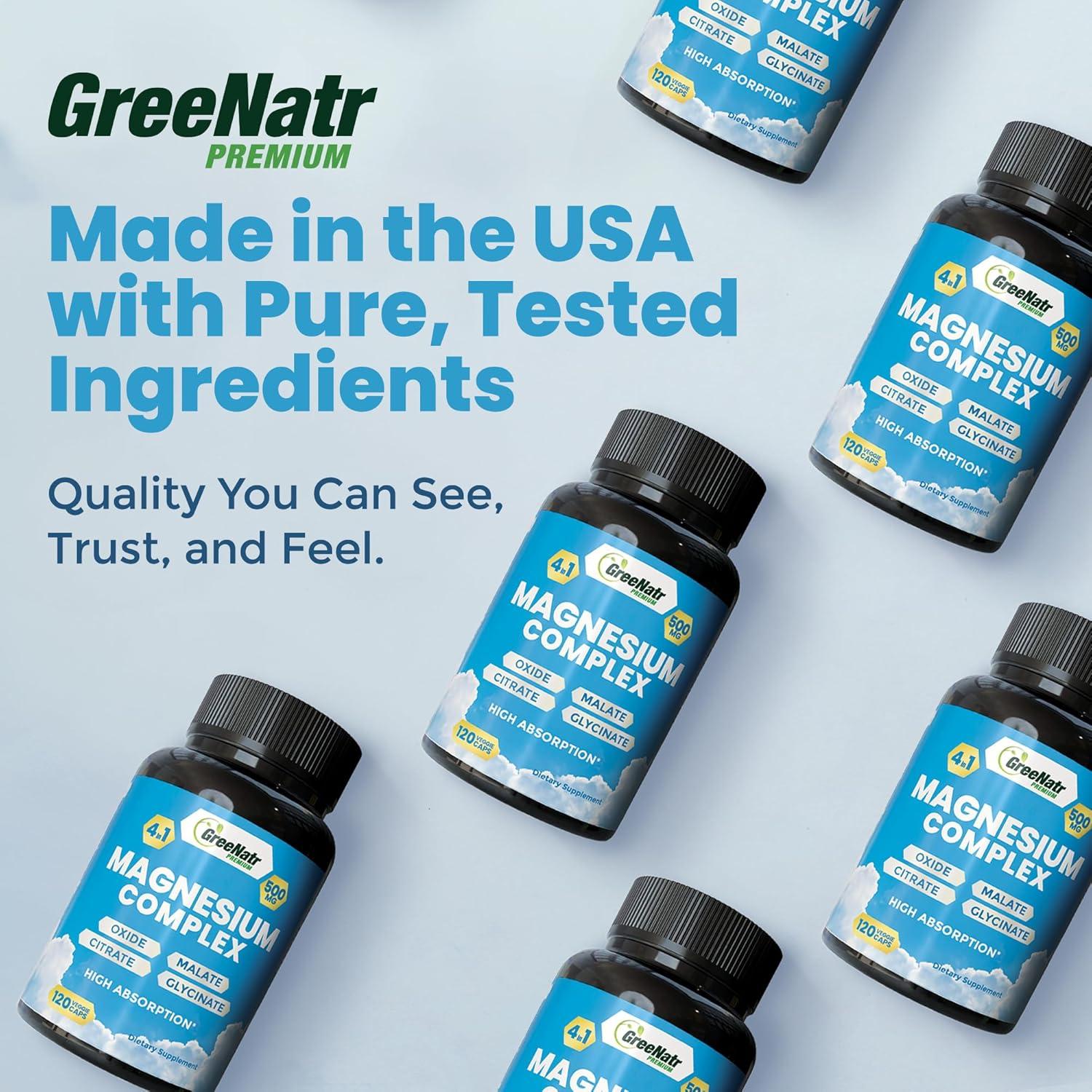 Suplemento de Magnesio GreeNatr 120 Tabletas 4 en 1