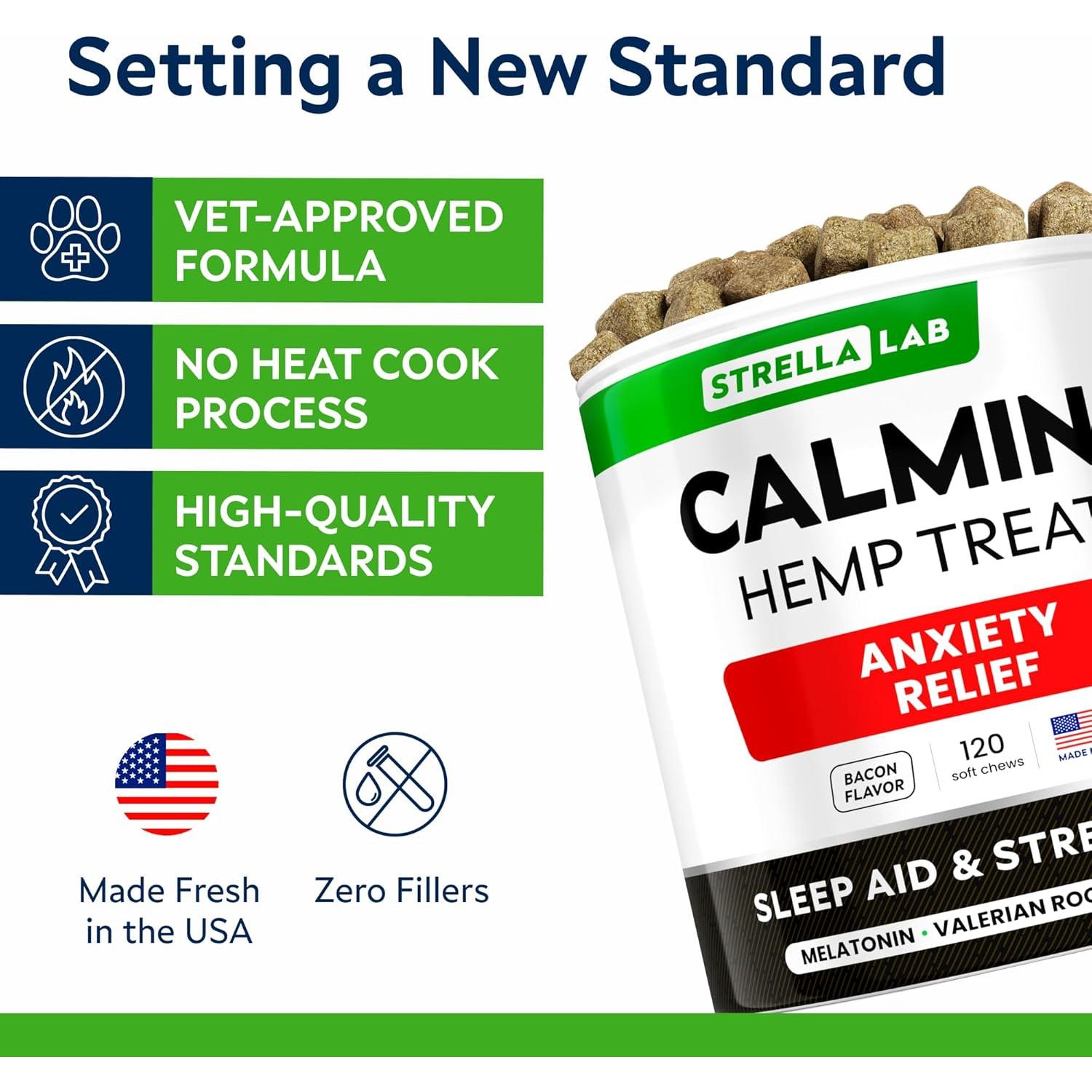 Golosinas Calmantes para Perros STRELLALAB 120 Ct Tocino