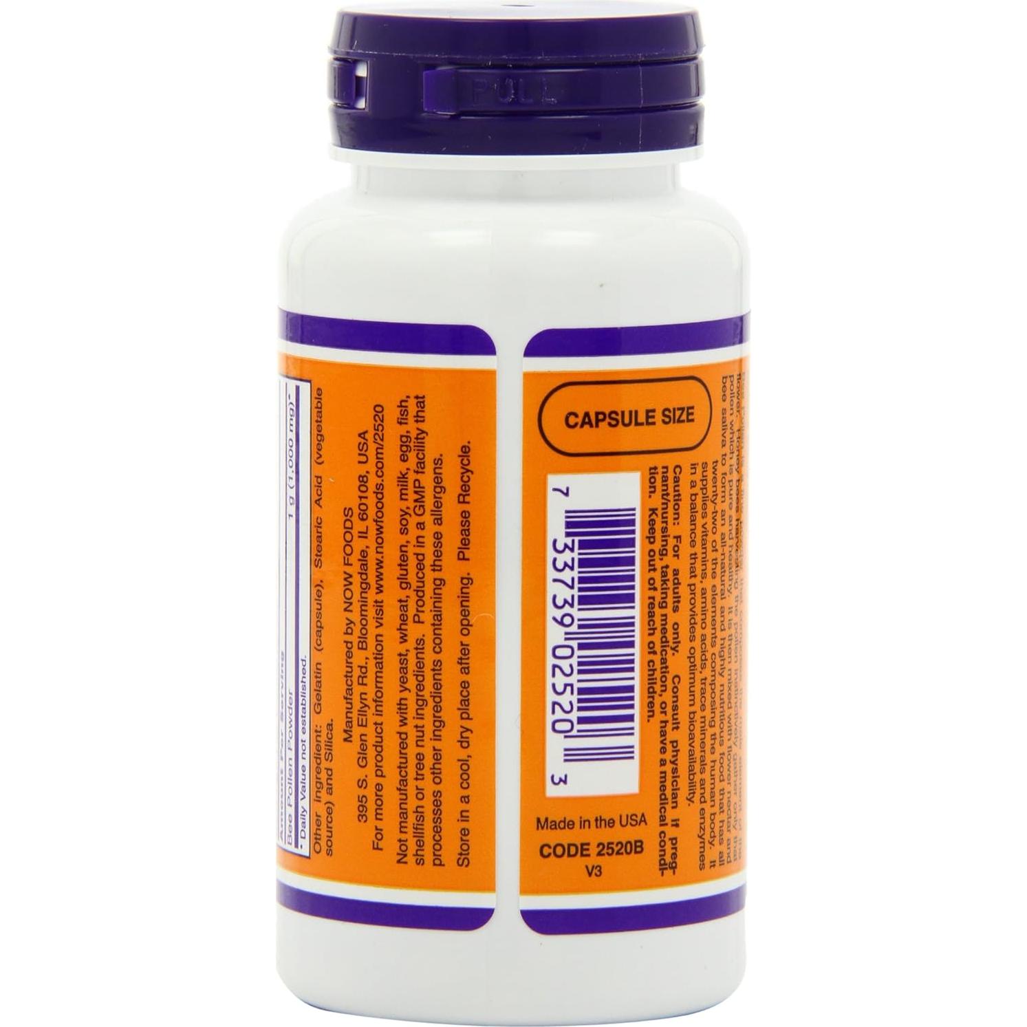 Polen de Abeja NOW 500mg 100 Cápsulas x3 - Suplemento Natural