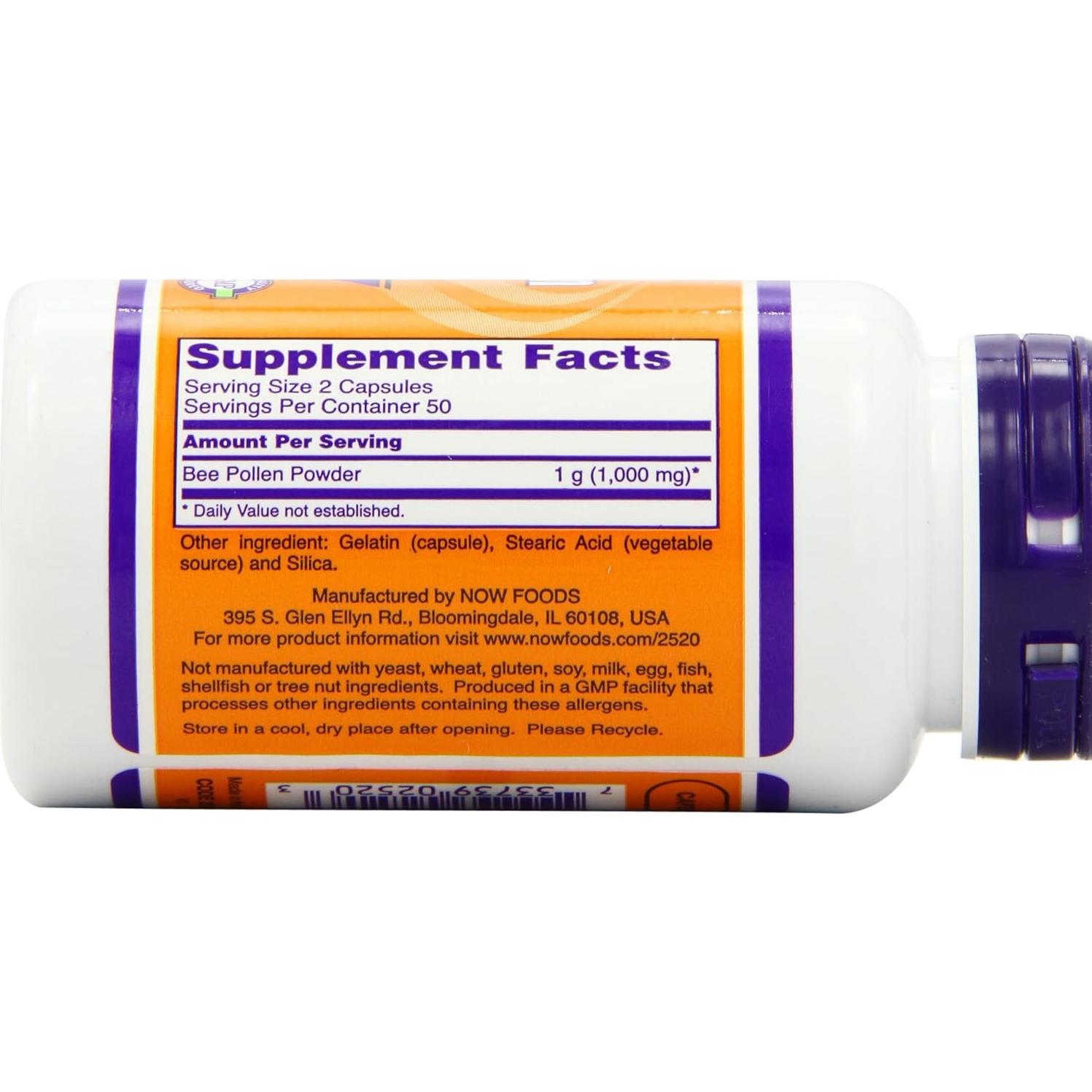 Polen de Abeja NOW 500mg 100 Cápsulas x3 - Suplemento Natural