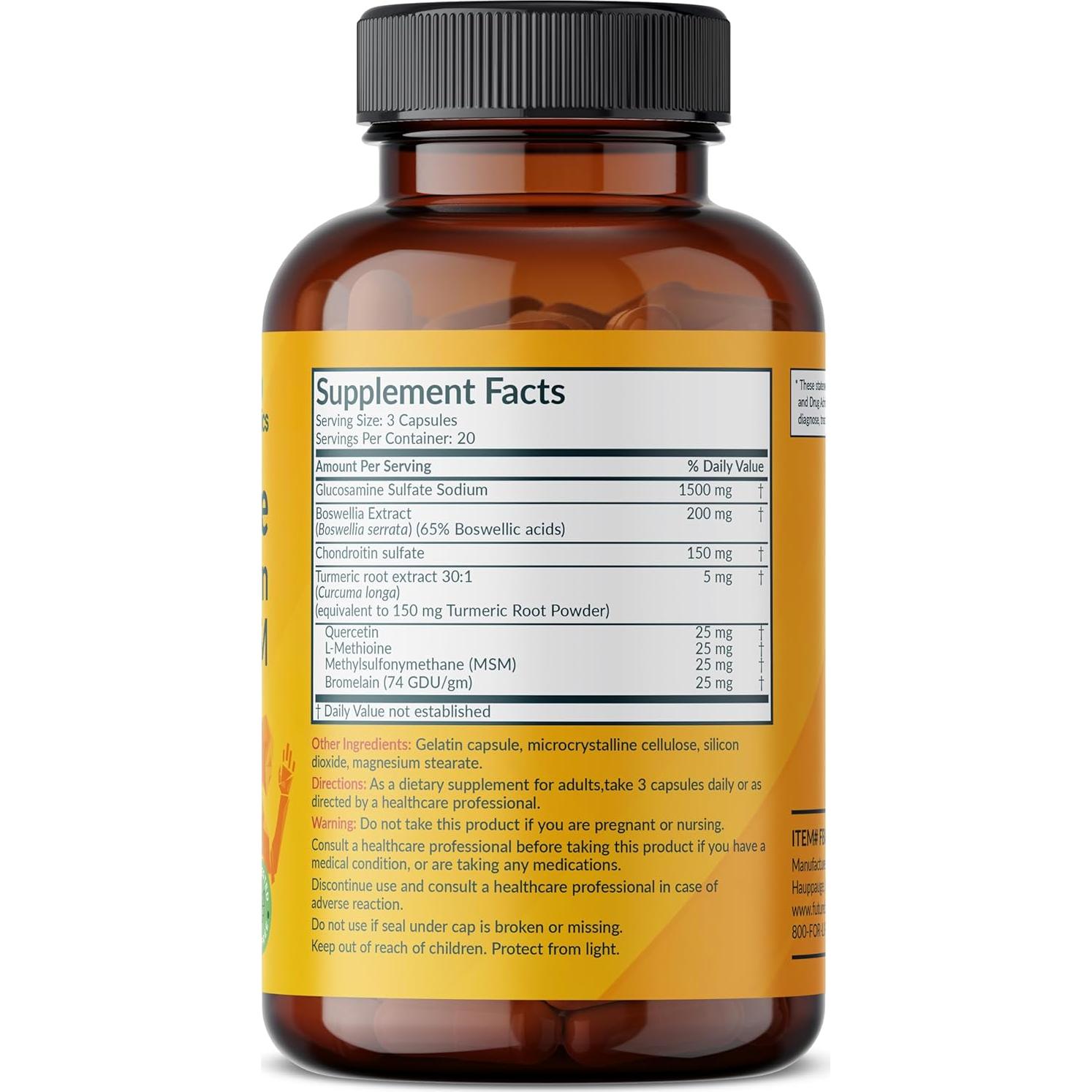 Fórmula Avanzada de Glucosamina y Condroitina Futurebiotics 60 Cápsulas