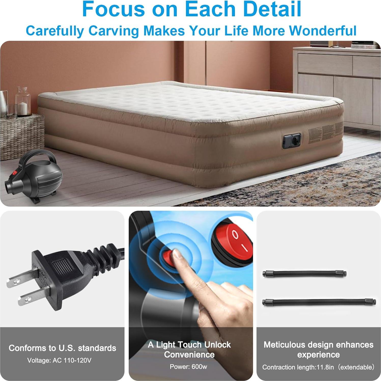 Bomba de Aire Eléctrica VOFiTNY 600W Inflar/Desinflar Rápido