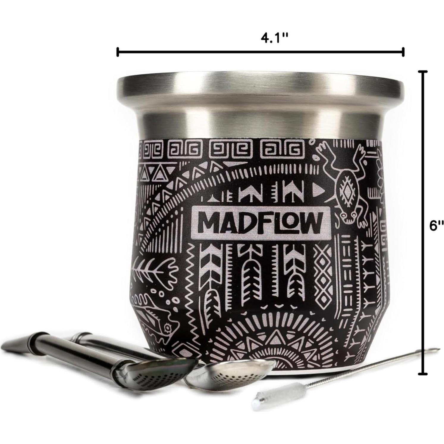 Taza de Yerba Mate MADFLOW Acero Inoxidable 220g Doble Pared
