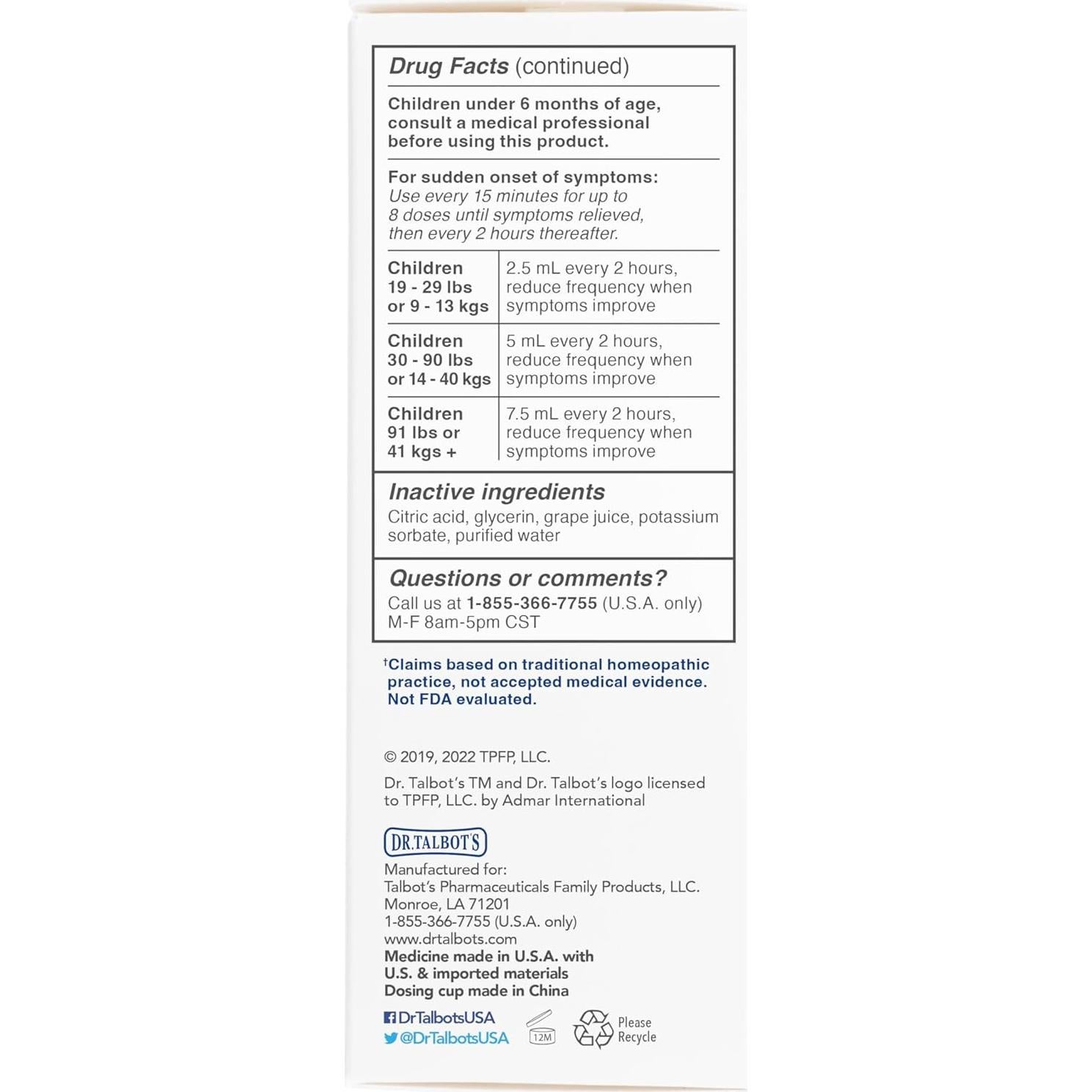 Alivio de Alergias para Niños Dr. Talbot 118 ml Sabor Uva