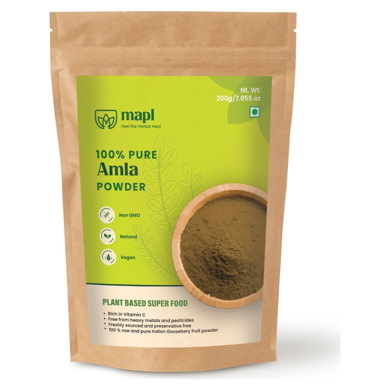 Polvo de Amla Orgánico MAPL 200 g - Superalimento para Piel y Cabello