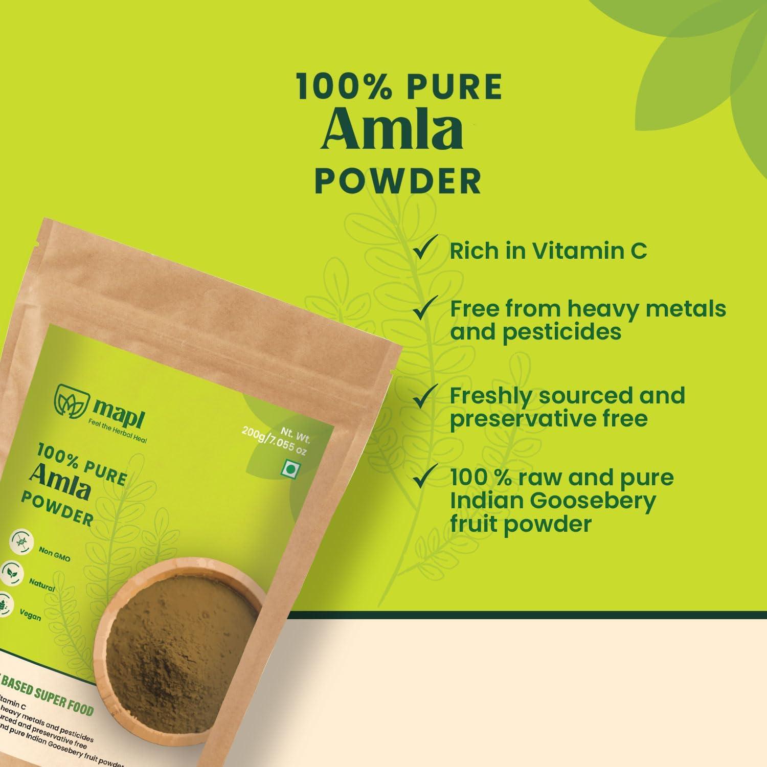 Polvo de Amla Orgánico MAPL 200 g - Superalimento para Piel y Cabello