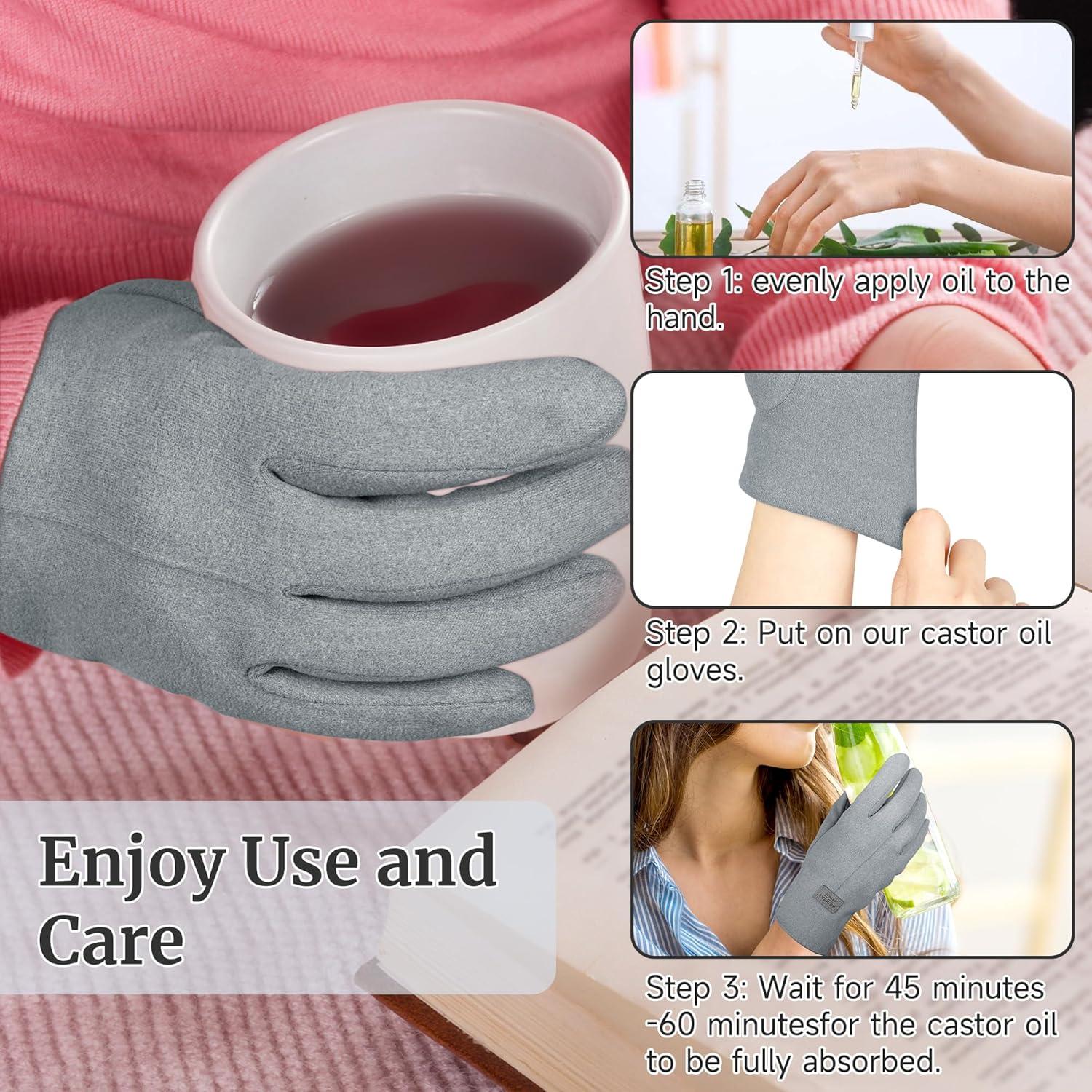 Guantes de Aceite de Ricino Orgánico Pilviset para Manos - Alivio Artritis