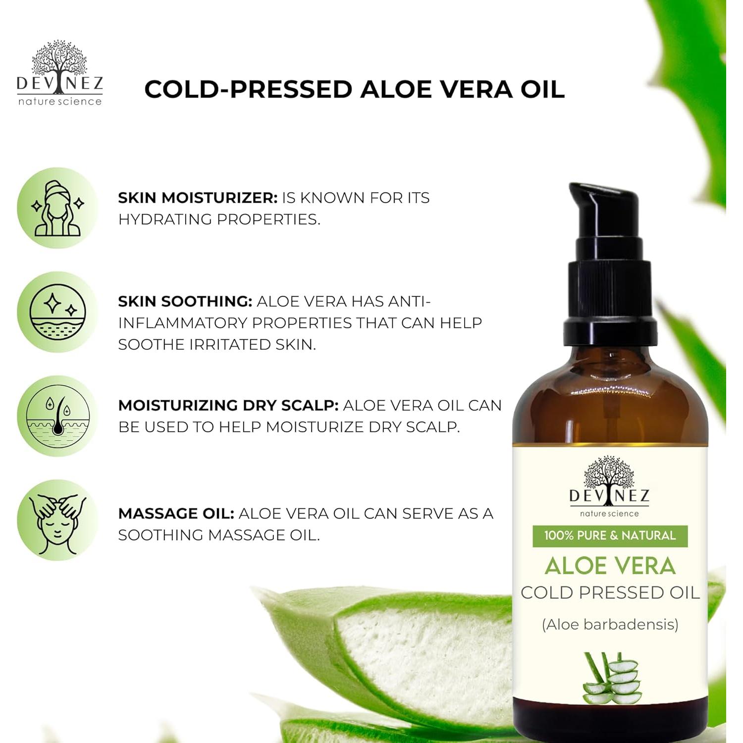 Aceite de Aloe Vera Prensado en Frío Devinez 30ml - Hidratante Piel y Cabello