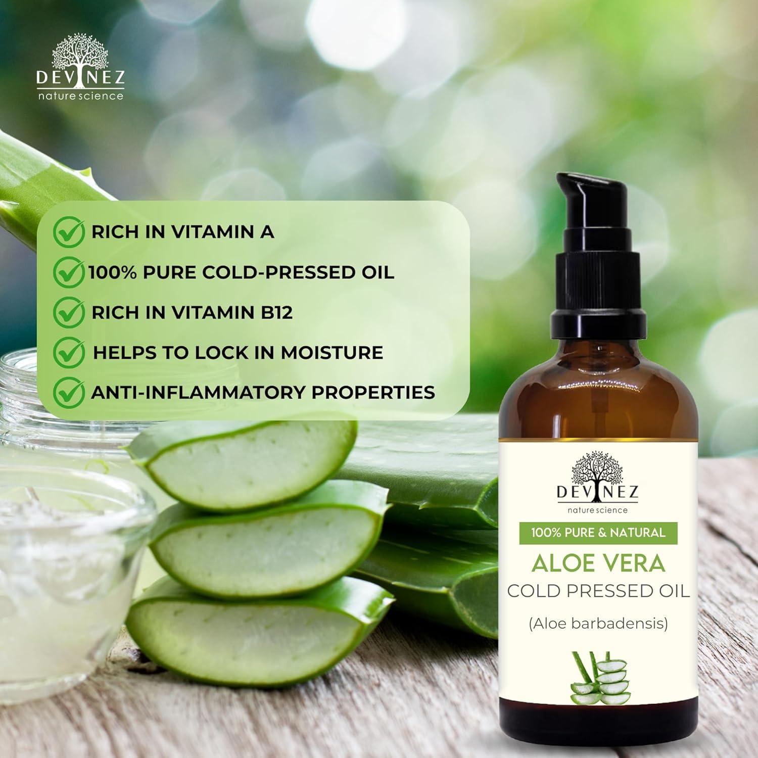 Aceite de Aloe Vera Prensado en Frío Devinez 30ml - Hidratante Piel y Cabello