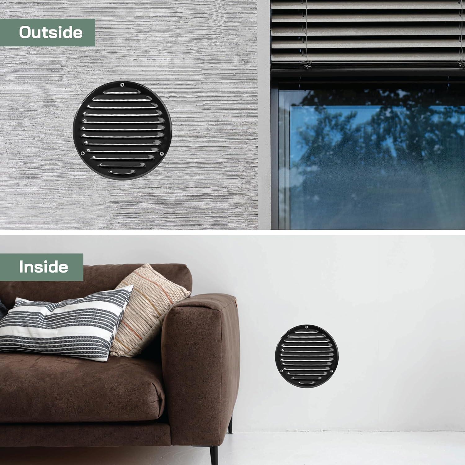 Rejilla de Ventilación Redonda 6" Vent Systems - Negro - Pantalla Insectos