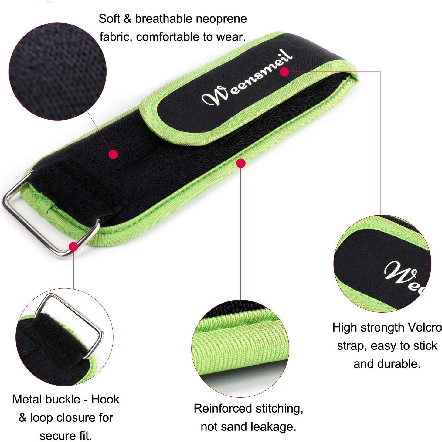 Pesas de Tobillo y Muñeca Weensmeil 2 lbs Ajustables