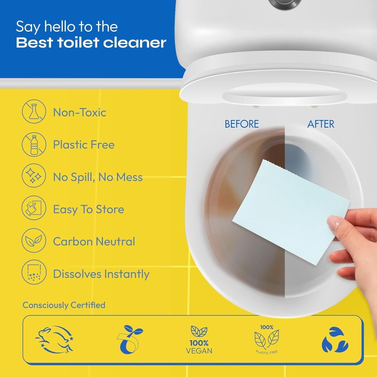 FOMIN Non-Toxic Toilet Bowl Cleaner Strips - (135 Strips) - Plastic-Free, Septic Safe Toilet Cleaning Strips, Remove Stains & Odors - The Ultimate Cleaning Solution