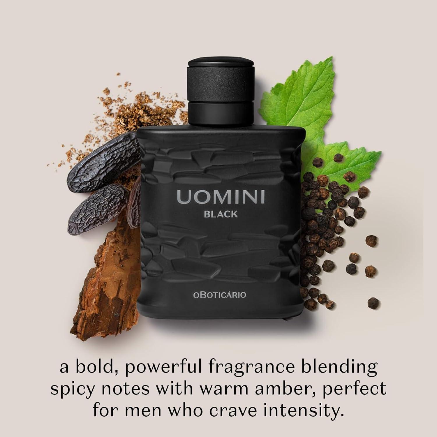 Colonia UOMINI BLACK O BOTICARIO 100ml Fragancia Amaderada