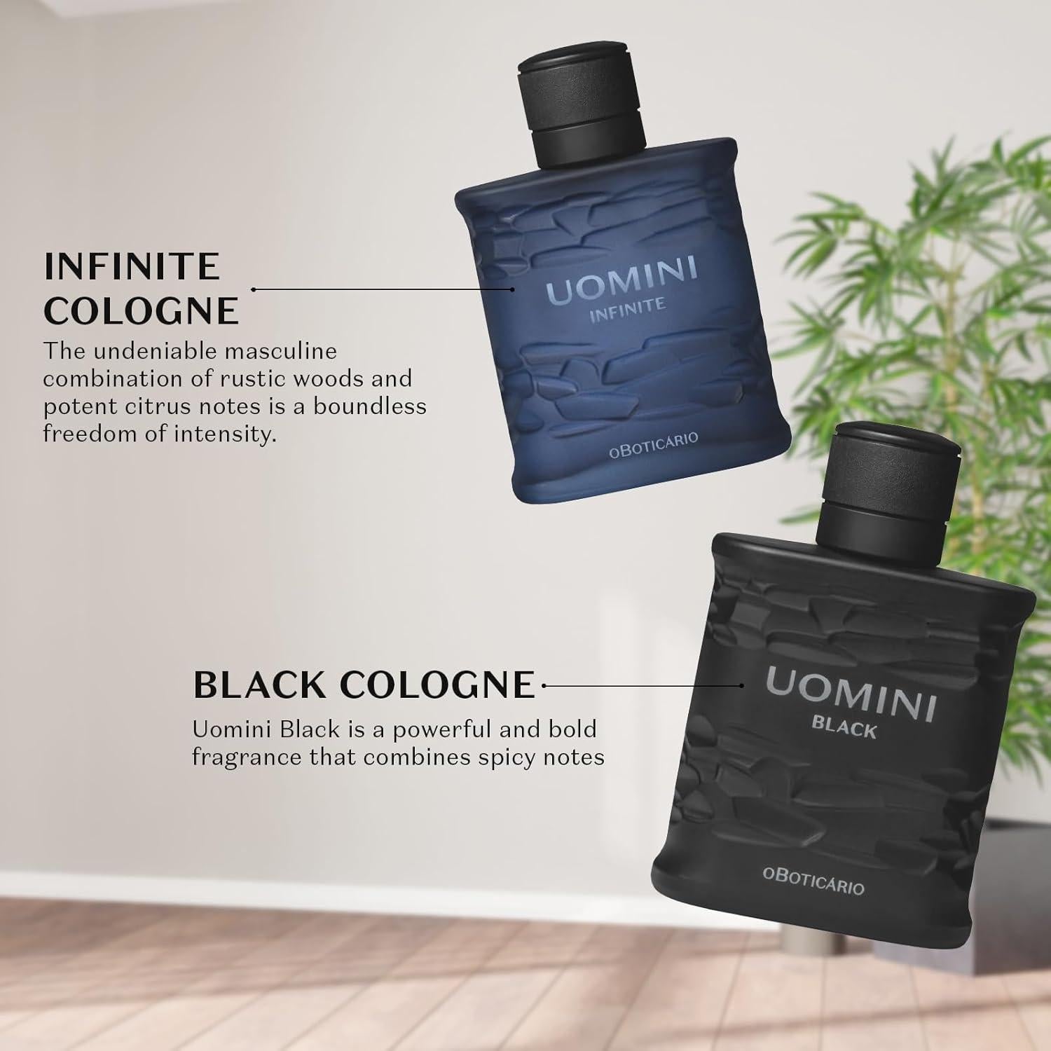 Colonia UOMINI BLACK O BOTICARIO 100ml Fragancia Amaderada