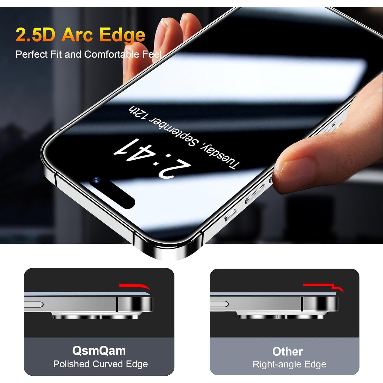 Protector de Pantalla QsmQam para iPhone 15 Pro Max 6.7" - 3 Unidades