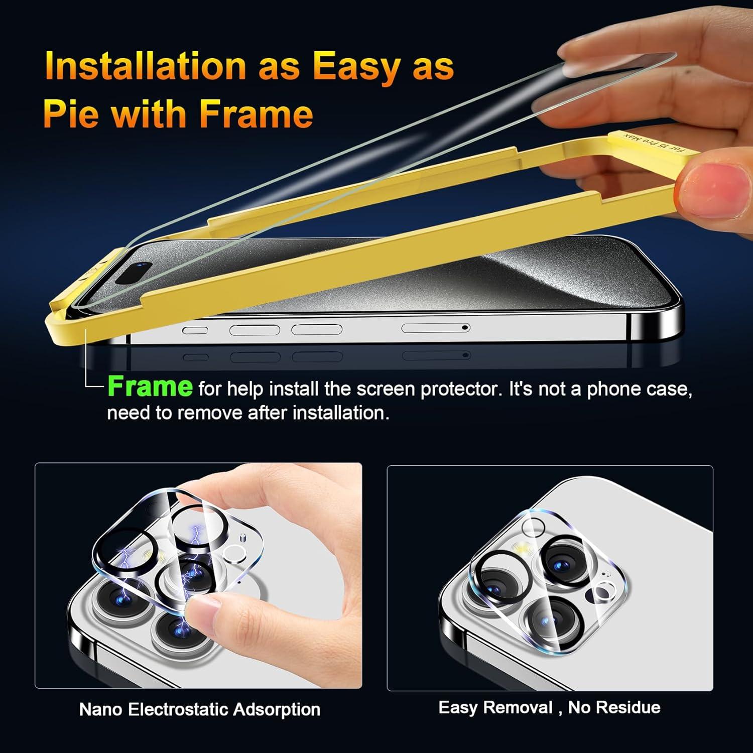 Protector de Pantalla QsmQam para iPhone 15 Pro Max 6.7" - 3 Unidades