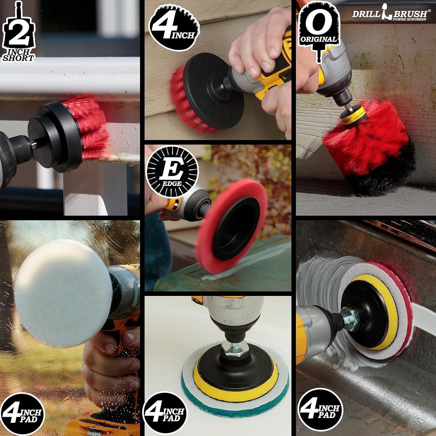 Kit de Cepillos de Limpieza Drillbrush Rojo para Taladro