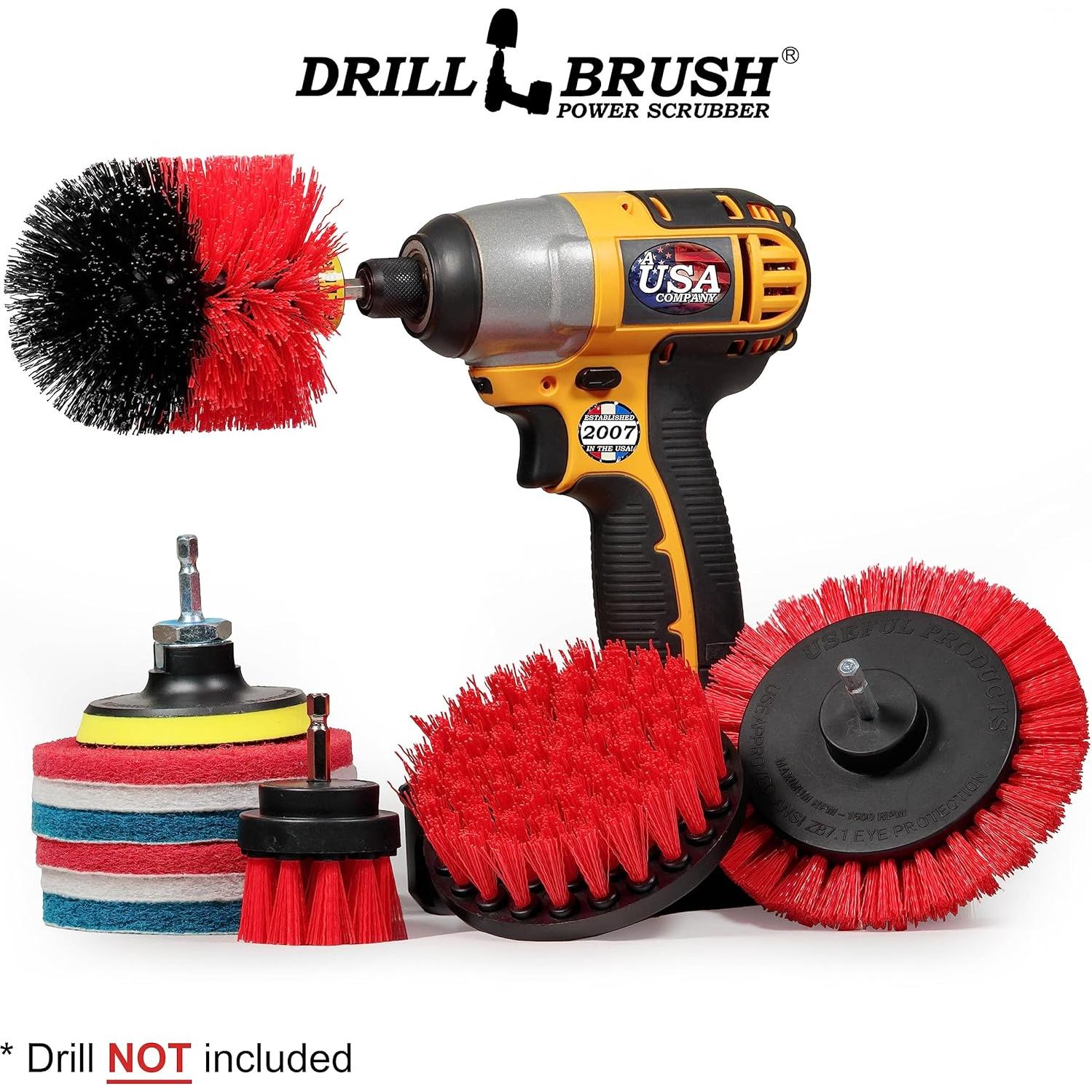 Kit de Cepillos de Limpieza Drillbrush Rojo para Taladro