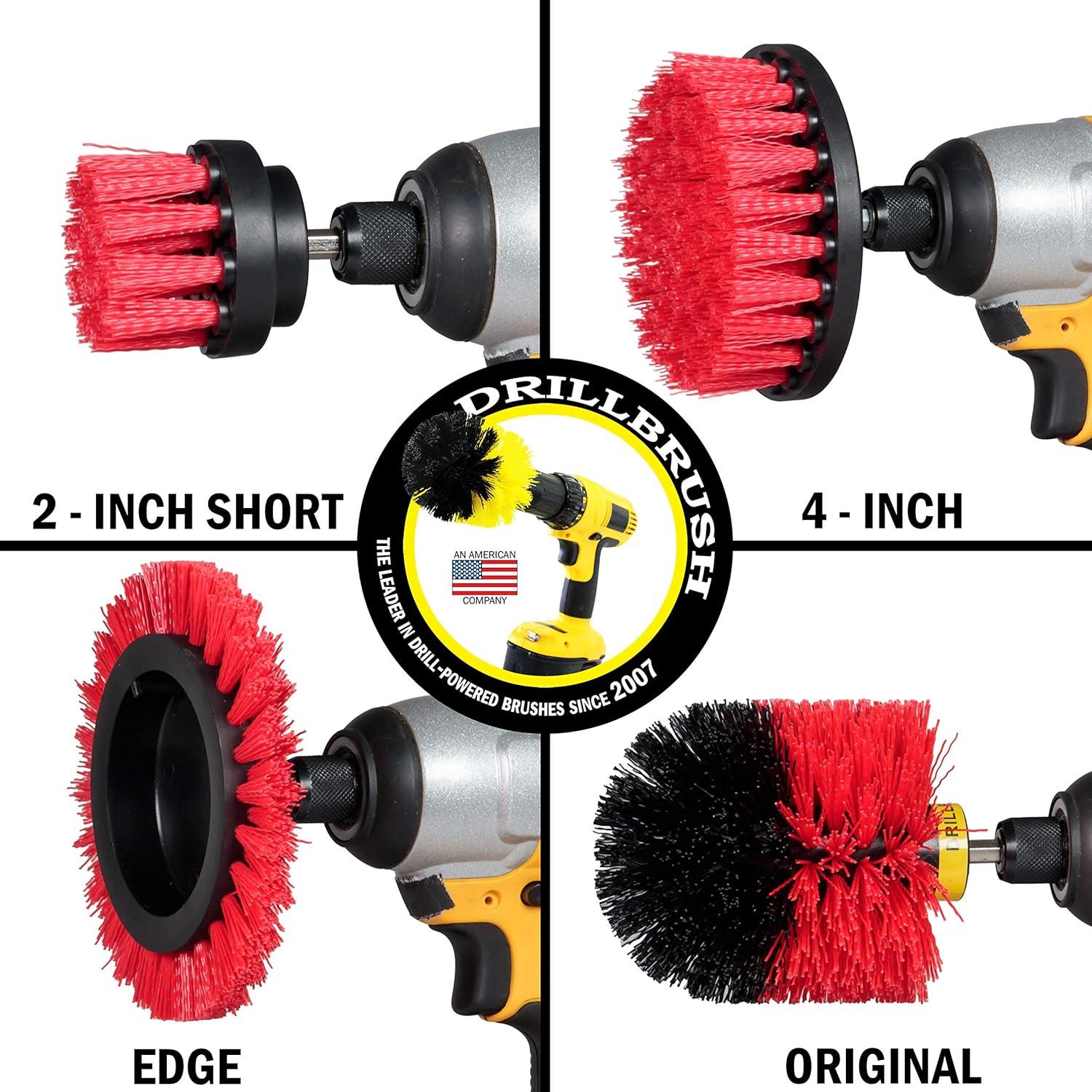 Kit de Cepillos de Limpieza Drillbrush Rojo para Taladro